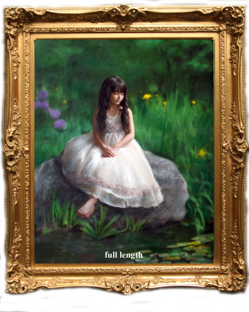 full length oil painting of girl