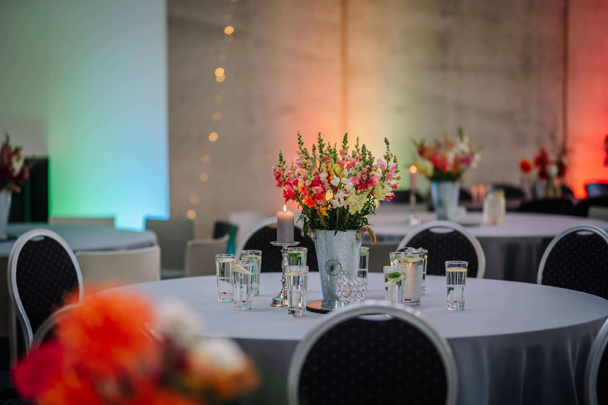 A table at a gala after a nonprofit event.